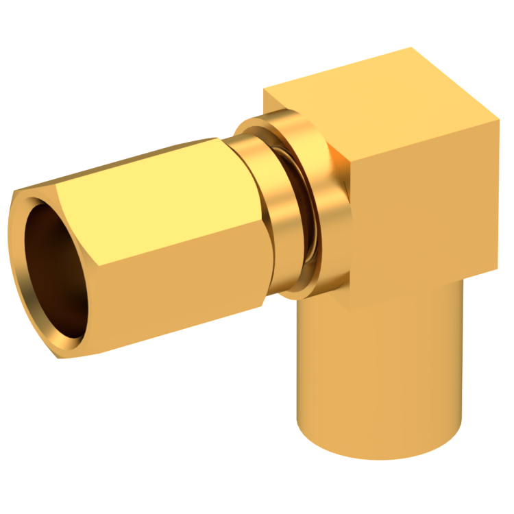 SSMC / RIGHT ANGLE PLUG FEMALE CRIMP TYPE FOR 2.6/50 D CABLE GOLD
