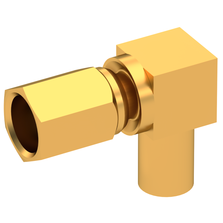 SSMC / RIGHT ANGLE PLUG FEMALE SOLDER TYPE FOR .085''/50 SR GOLD