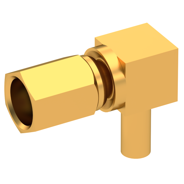 SSMC / RIGHT ANGLE PLUG FEMALE SOLDER TYPE FOR .047''/50 SR GOLD
