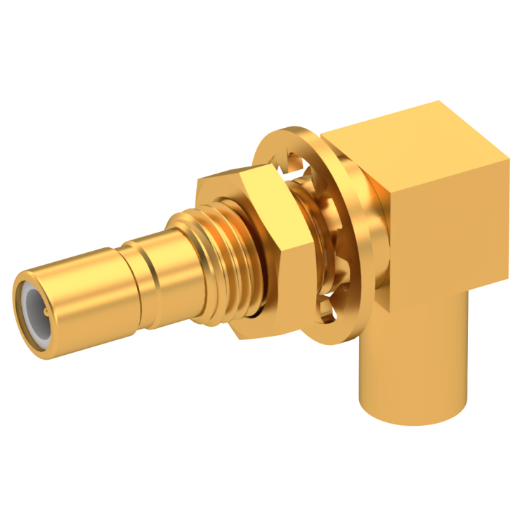 SSMB / RIGHT ANGLE JACK MALE CRIMP TYPE FOR 2/50 D CABLE GOLD