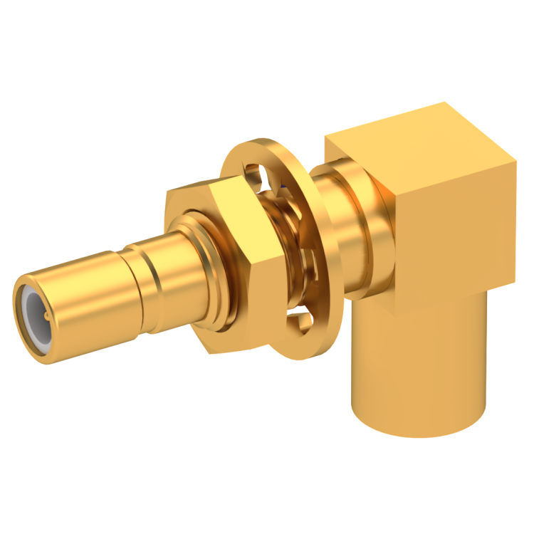 SSMB / RIGHT ANGLE JACK MALE CRIMP TYPE FOR 2.6/50 D CABLE GOLD