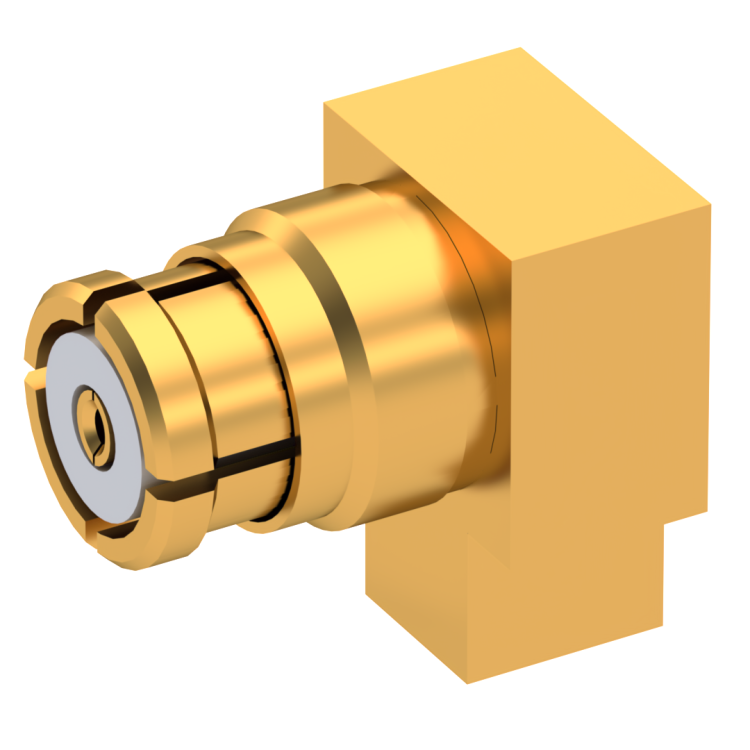 SMP / RIGHT ANGLE PLUG FEMALE SOLDER TYPE FOR .047''/50 SR CABLE GOLD