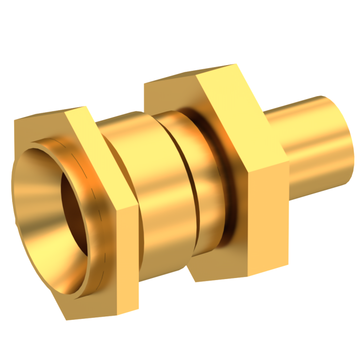 SMP / STRAIGHT BULKHEAD JACK MALE SOLDER TYPE FOR .085''/50 SR CABLE GOLD SMOOTH BORE