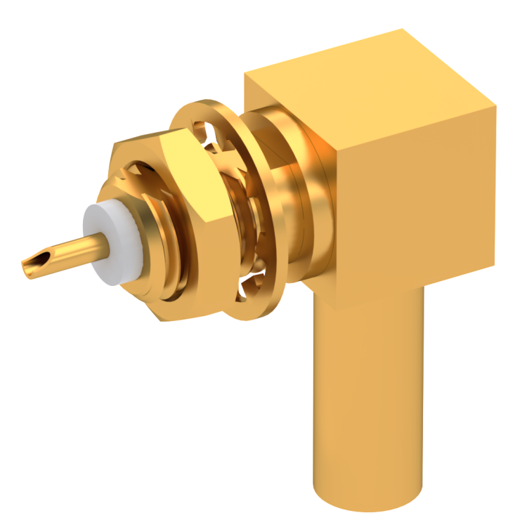 CABLE TERMINATION RIGHT ANGLE  CRIMP TYPE FOR 2/50 D CABLE GOLD 