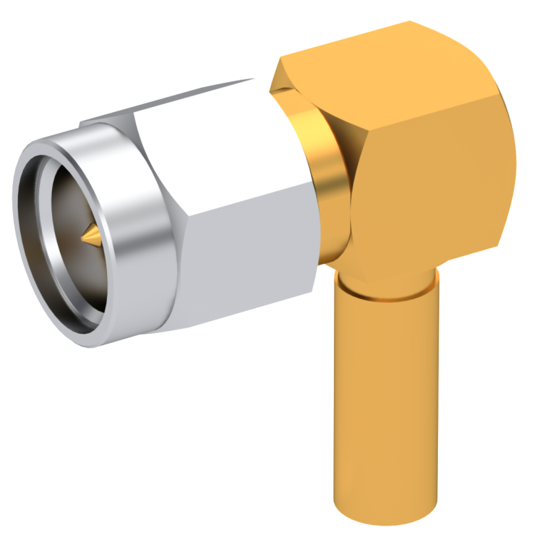 SMA / RIGHT ANGLE PLUG MALE CRIMP TYPE FOR 2/50 S CABLE GOLD CAPTIVE CONTACT