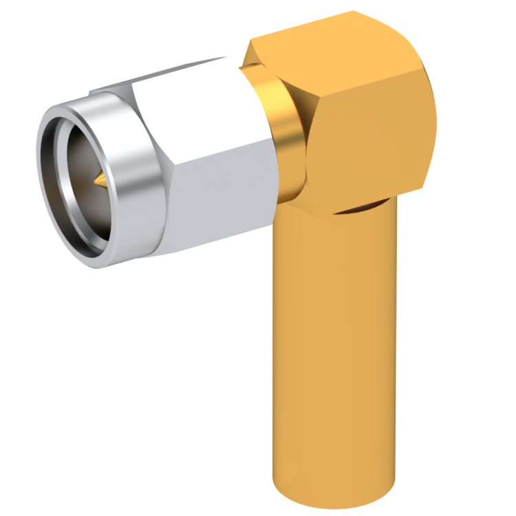 SMA / RIGHT ANGLE PLUG MALE CRIMP TYPE FOR 2.6/50 S CABLE GOLD CAPTIVE CONTACT