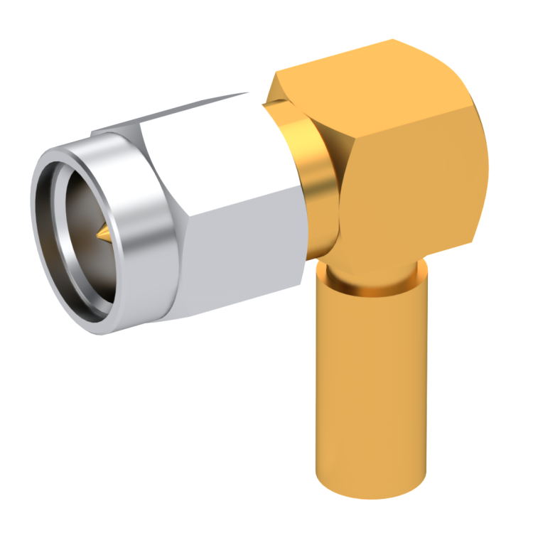 SMA / RIGHT ANGLE PLUG MALE CRIMP TYPE FOR 2.6/50 D CABLE GOLD CAPTIVE CONTACT