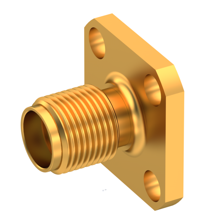 SMA / STRAIGHT JACK RECEPTACLE FEMALE GOLD NON-CAPTIVE CONTACT|3/8" SQUARE FLANGE