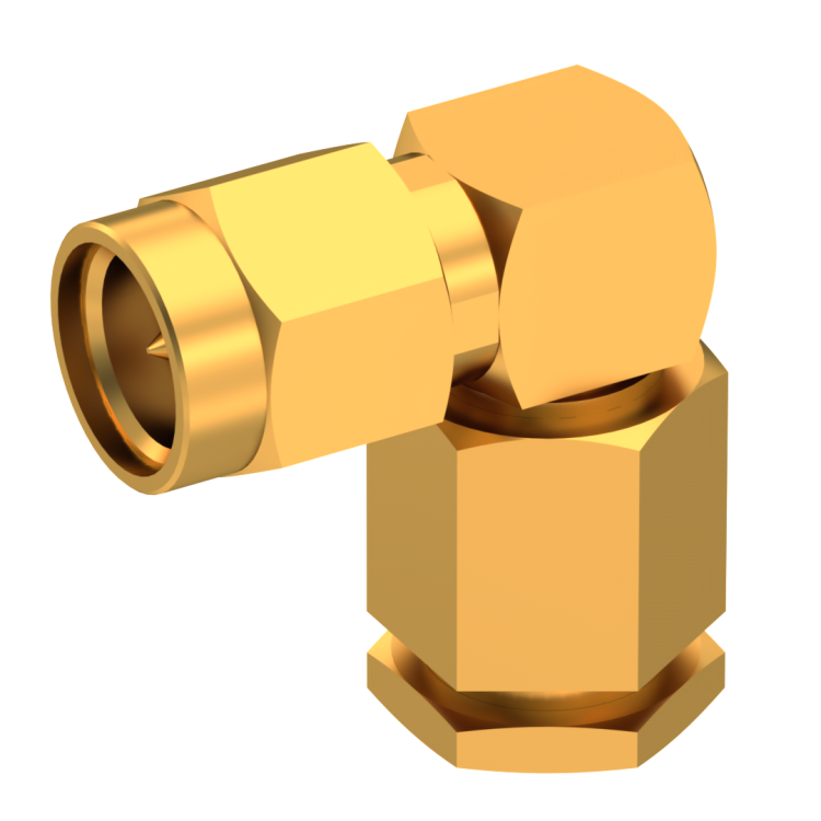 SMA / RIGHT ANGLE PLUG MALE CLAMP TYPE FOR 2.6/50 D CABLE GOLD