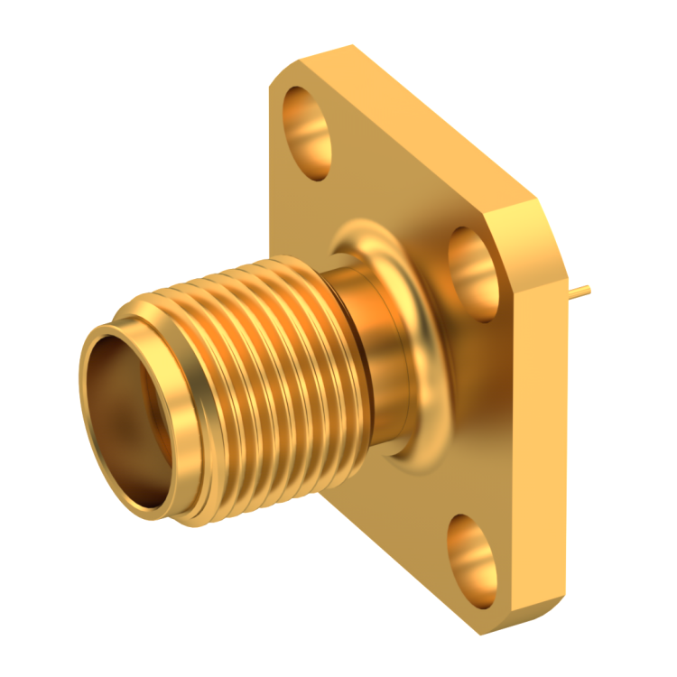 SMA / STRAIGHT JACK RECEPTACLE FEMALE GOLD 3/8" SQUARE FLANGE