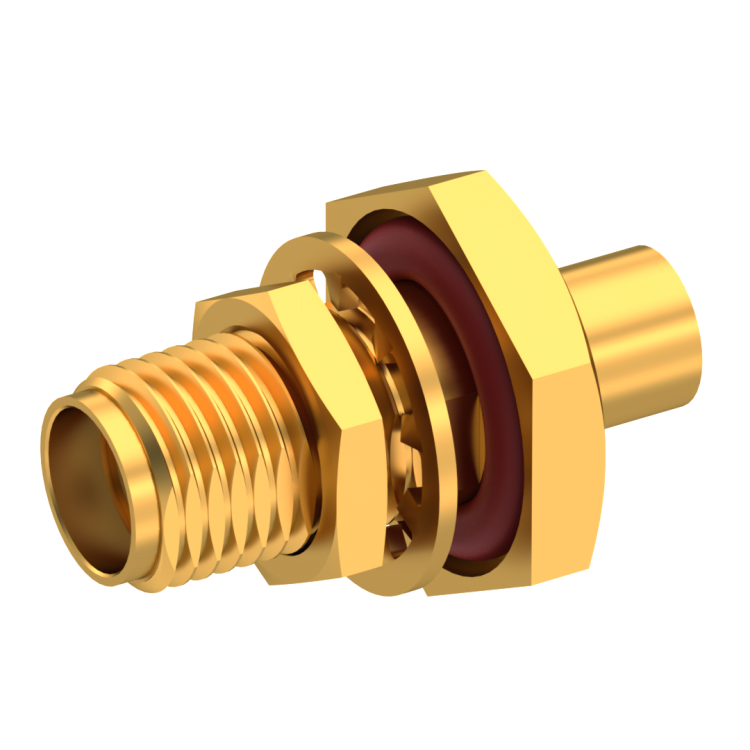 SMA / STRAIGHT JACK FEMALE SOLDER TYPE FOR .085''/50 SR GOLD CAPTIVE CONTACT FOR ONE STEP ASSEMBLY|PANEL SEALED