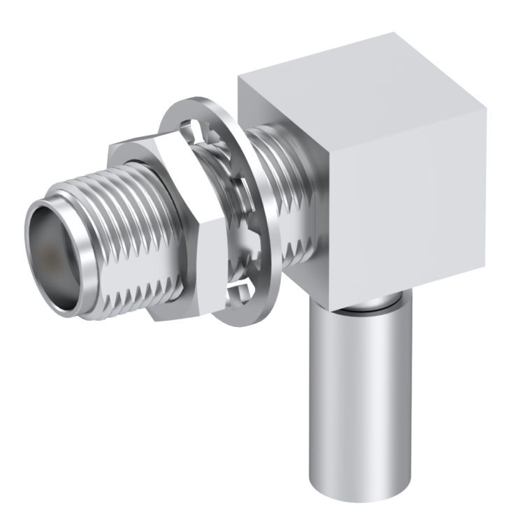 SMA / RIGHT ANGLE JACK FEMALE CRIMP TYPE FOR 2.6/50 D CABLE PASSIVATED