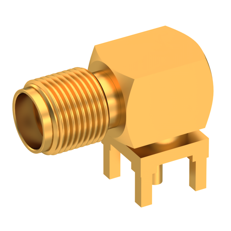 SMA / RIGHT ANGLE JACK RECEPTACLE FEMALE GOLD