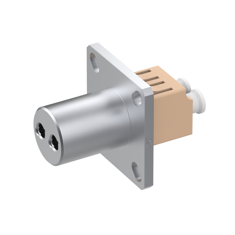 LuxCis/LC duplex adapter with ceramic alignment sleeve, square flange