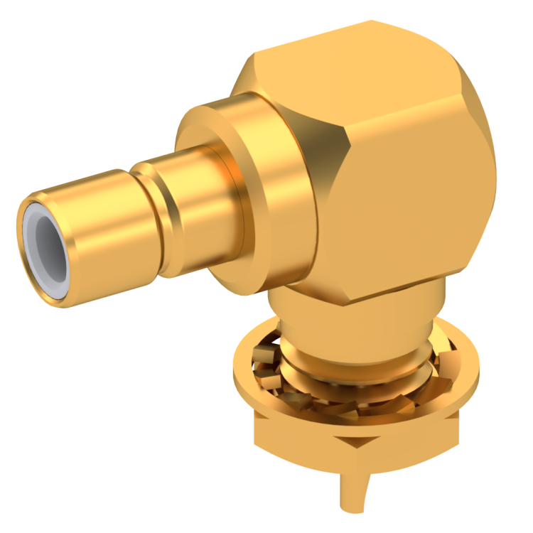 SMB / RIGHT ANGLE BULKHEAD JACK RECEPTACLE FRONT MOUNT - SOLDER POT