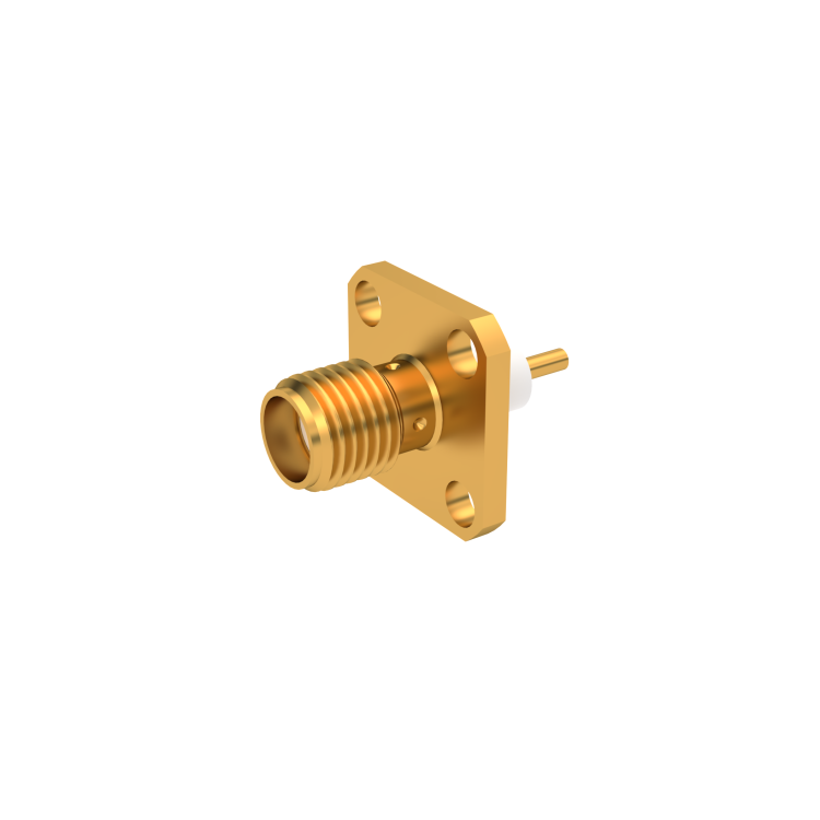 SMA / ADJUSTABLE SQUARE FLANGE JACK RECEPTACLE WITH CYLINDRICAL CONTACT