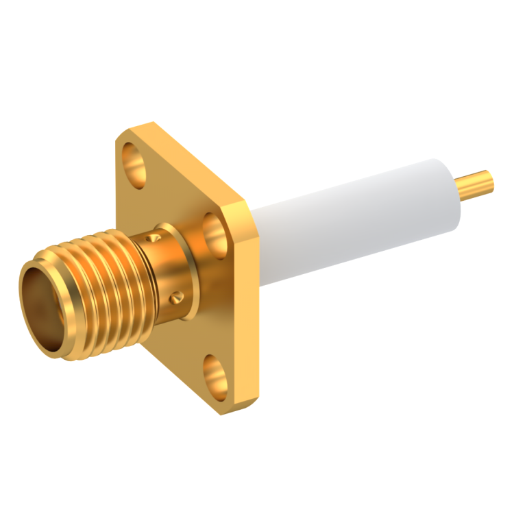 SMA / ADJUSTABLE SQUARE FLANGE JACK RECEPTACLE WITH CYLINDRICAL CONTACT