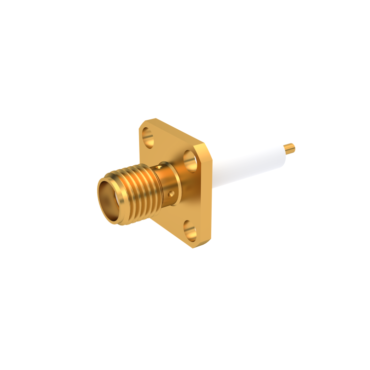 SMA / ADJUSTABLE SQUARE FLANGE JACK RECEPTACLE WITH CYLINDRICAL CONTACT