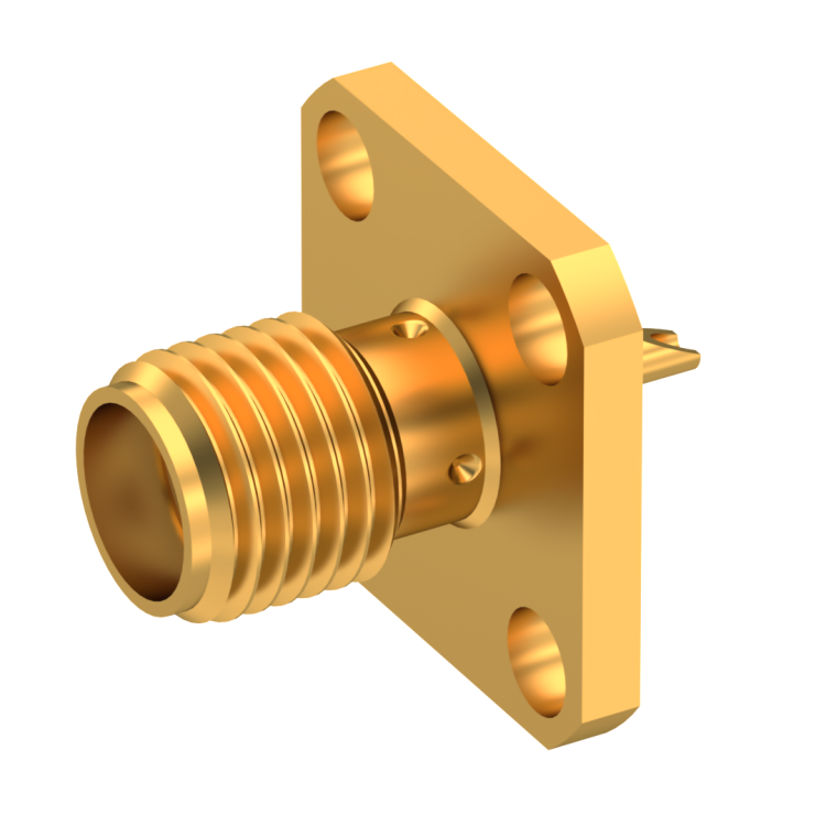 SMA / SQUARE FLANGE JACK RECEPTACLE WITH SOLDER POT CONTACT