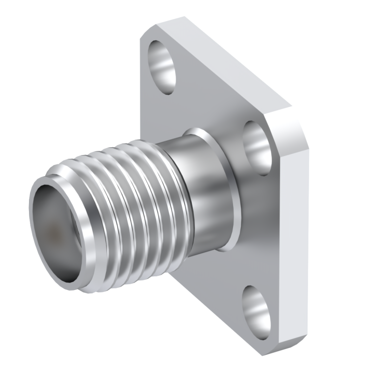 SMA / SQUARE FLANGE JACK RECEPTACLE WITH EMI GASKET FOR 0.019 DIA