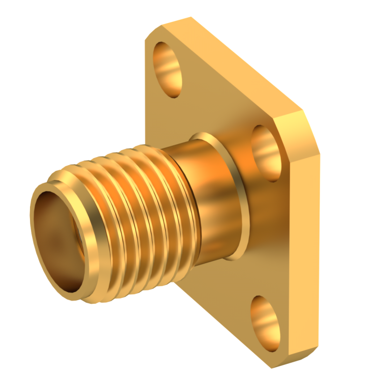 SMA / SQUARE FLANGE JACK RECEPT. FOR 0.011 DIA WITH EMI GASKET + GLASS BEAD