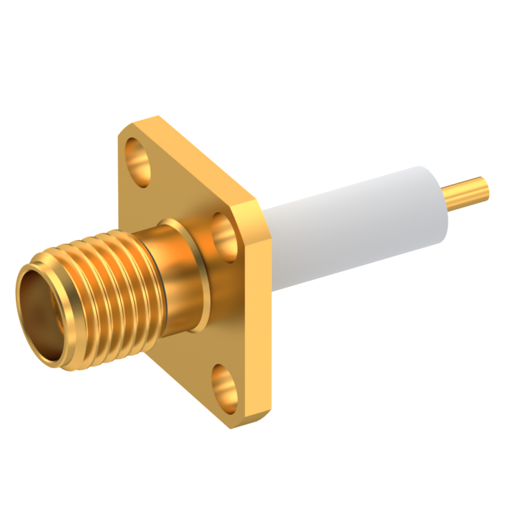 SMA / ADJUSTABLE SQUARE FLANGE JACK RECEPTACLE WITH CYLINDRICAL CONTACT