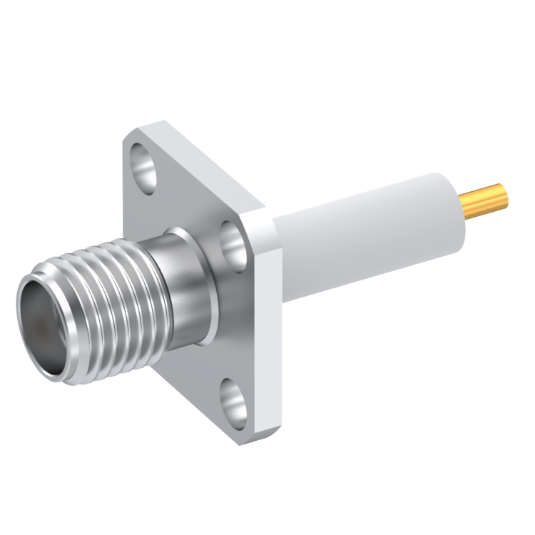 SMA / ADJUSTABLE SQUARE FLANGE JACK RECEPTACLE WITH CYLINDRICAL CONTACT