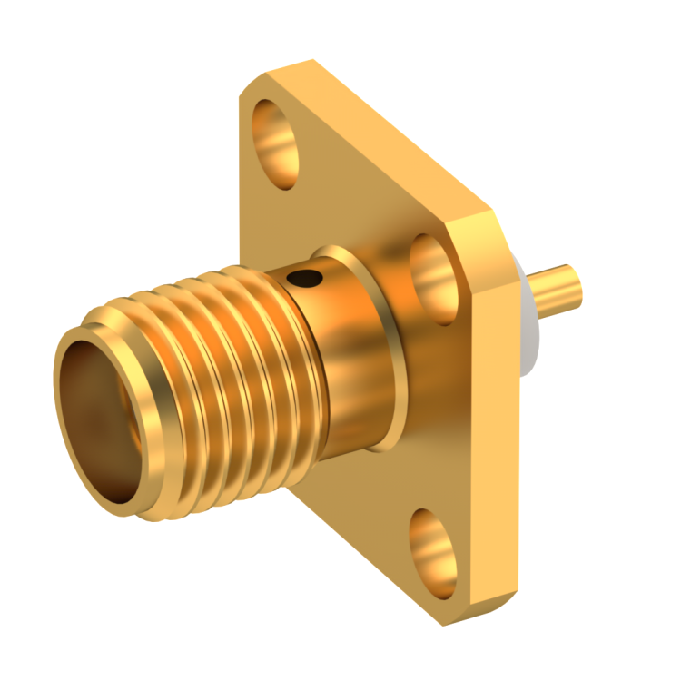 SMA / ADJUSTABLE SQUARE FLANGE JACK RECEPTACLE WITH CYLINDRICAL CONTACT