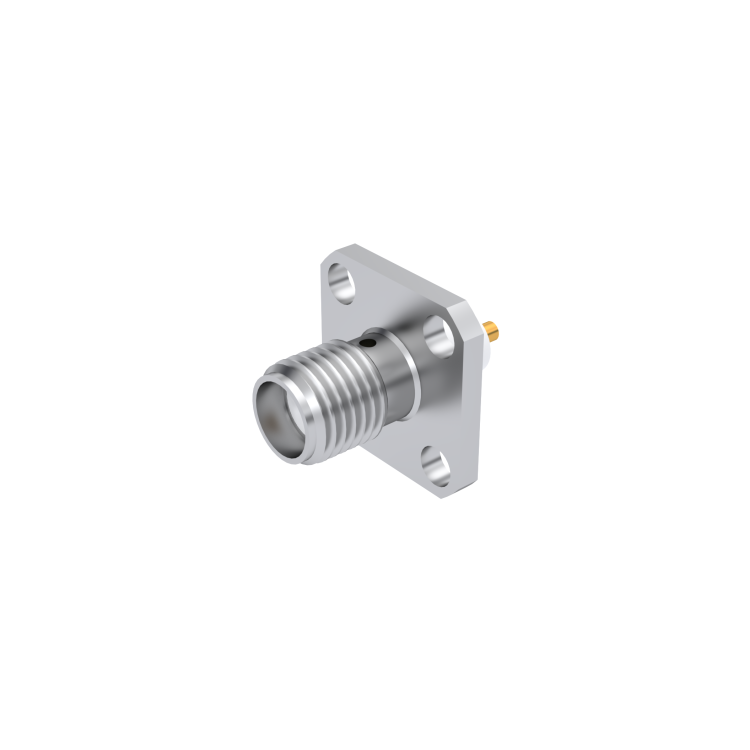 SMA / ADJUSTABLE SQUARE FLANGE JACK RECEPTACLE WITH CYLINDRICAL CONTACT