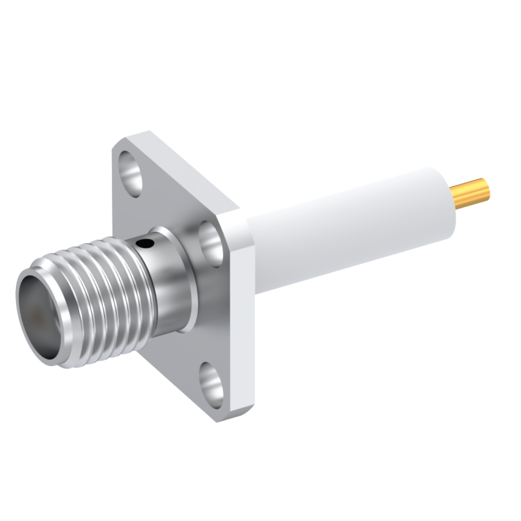 SMA / ADJUSTABLE SQUARE FLANGE JACK RECEPTACLE WITH CYLINDRICAL CONTACT