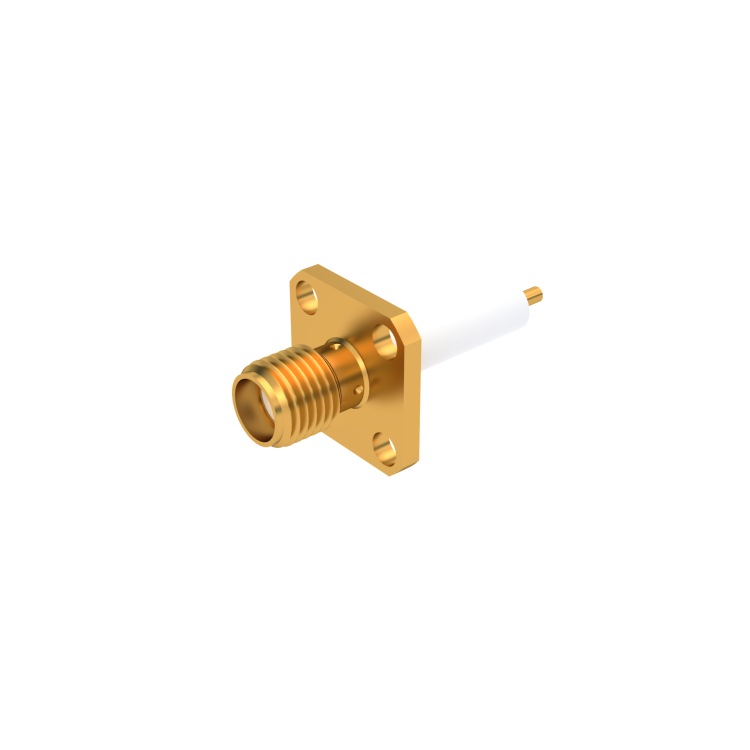 SMA / ADJUSTABLE SQUARE FLANGE JACK RECEPTACLE WITH CYLINDRICAL CONTACT
