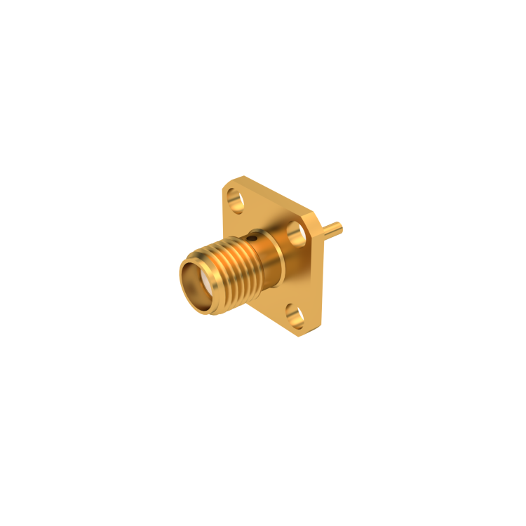 SMA / ADJUSTABLE SQUARE FLANGE JACK RECEPTACLE WITH CYLINDRICAL CONTACT