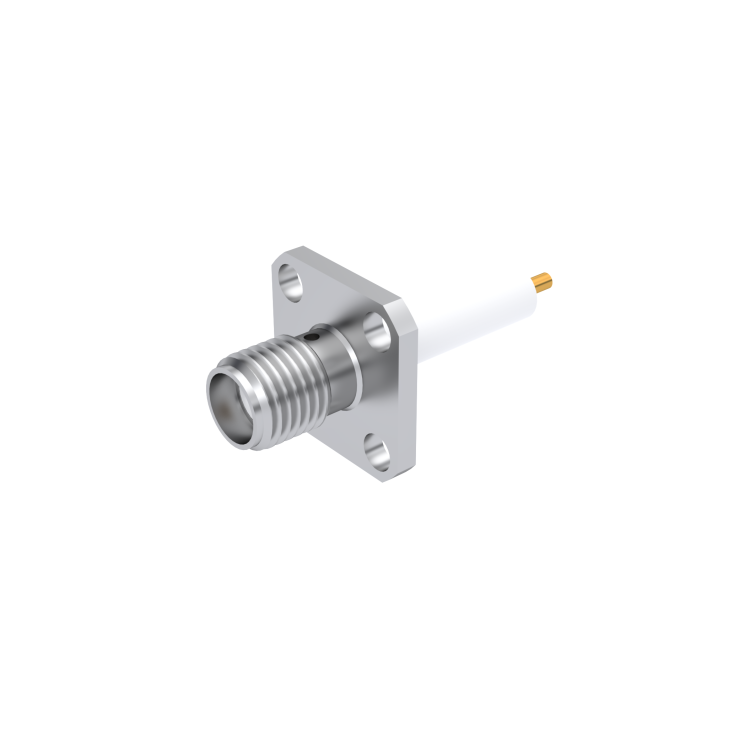 SMA / ADJUSTABLE SQUARE FLANGE JACK RECEPTACLE WITH CYLINDRICAL CONTACT