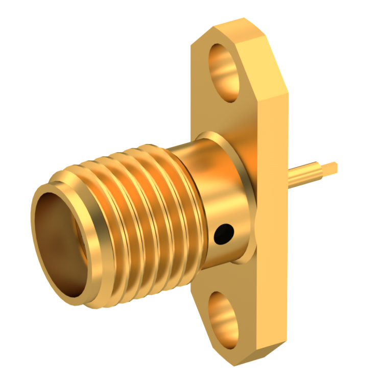 SMA / 2 HOLE FLANGE JACK RECEPTACLE WITH SOLDER POT CONTACT