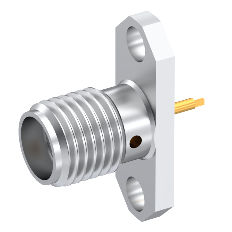 SMA / 2 HOLE FLANGE JACK RECEPTACLE WITH SOLDER POT CONTACT