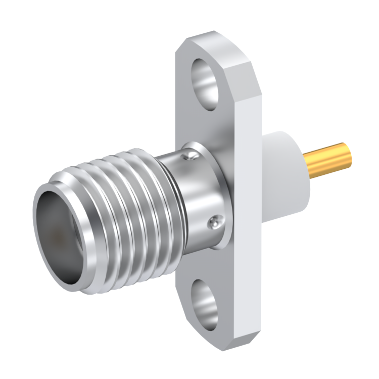 SMA / ADJUST. 2 HOLE FLANGE JACK RECEPTACLE WITH CYLINDRICAL CONTACT