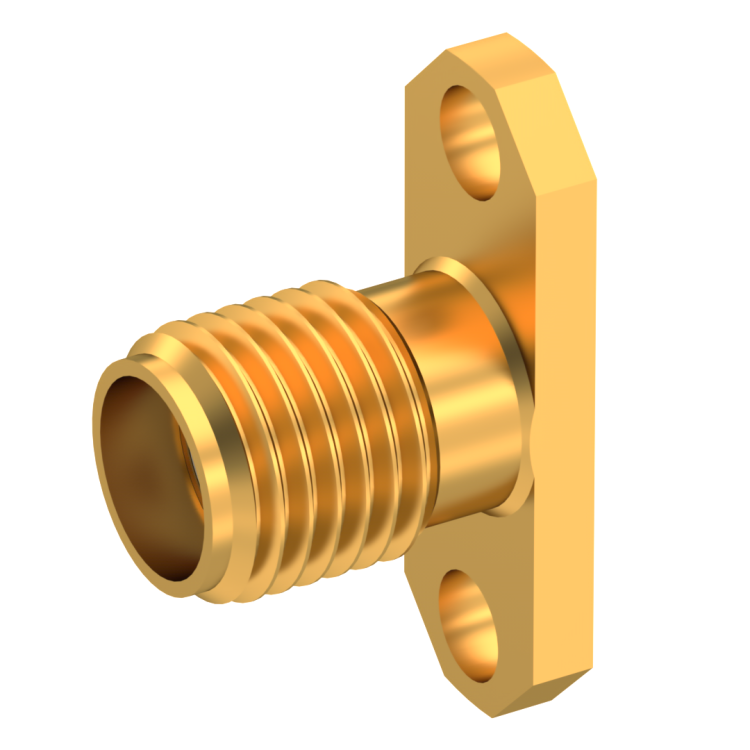 SMA / 2 HOLE FLANGE JACK RECEPTACLE WITH EMI GASKET FOR PIN 0.5MM