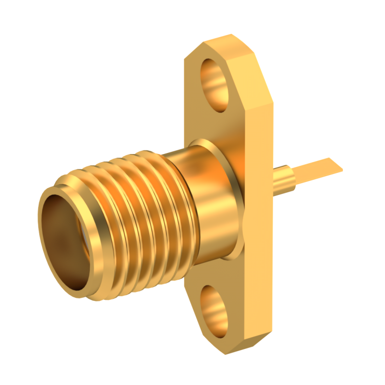 SMA / 2 HOLE FLANGE JACK RECEPTACLE WITH TAB CONTACT