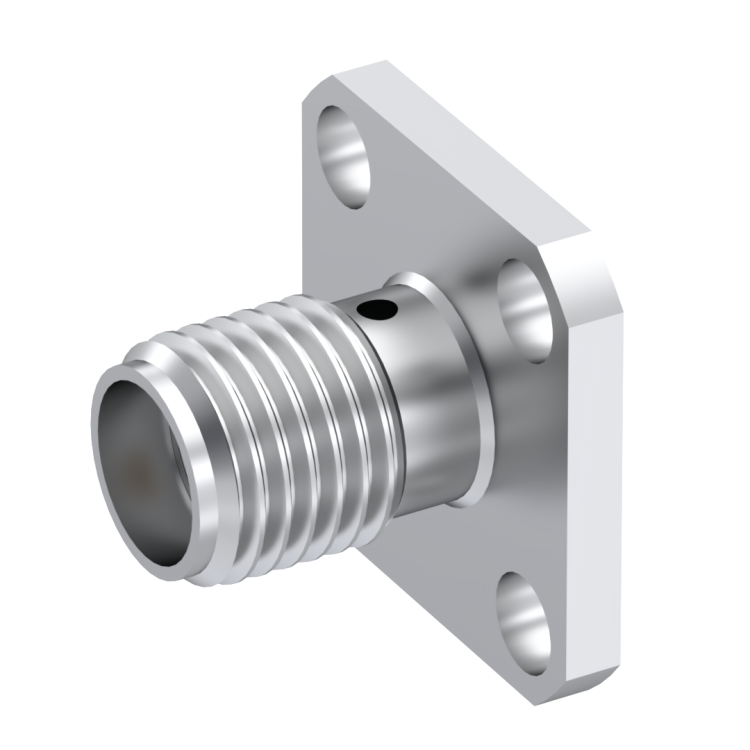 SMA / SQUARE FLANGE JACK RECEPTACLE WITH TAB CONTACT