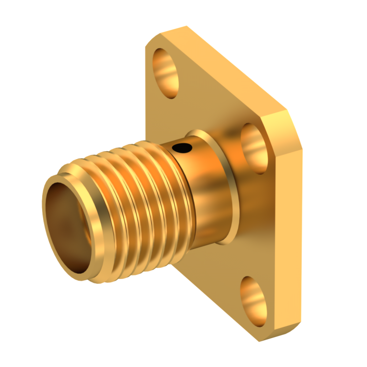 SMA / SQUARE FLANGE JACK RECEPTACLE WITH TAB CONTACT