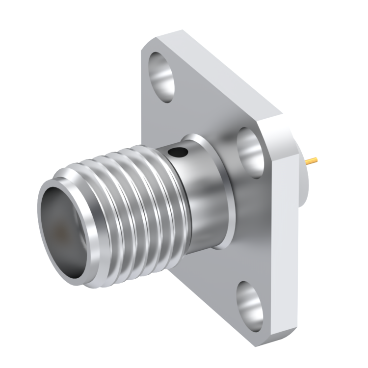 SMA / SQUARE FLANGE JACK RECEPTACLE WITH TAB CONTACT