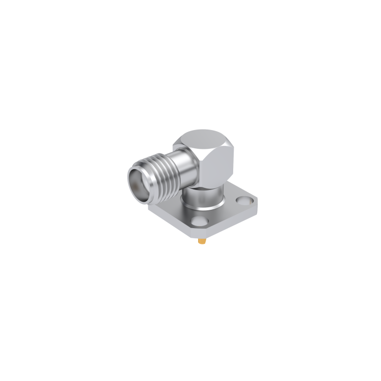 SMA / RIGHT ANGLE SQUARE FLANGE JACK RECEPT. WITH SOLDER POT CONTACT