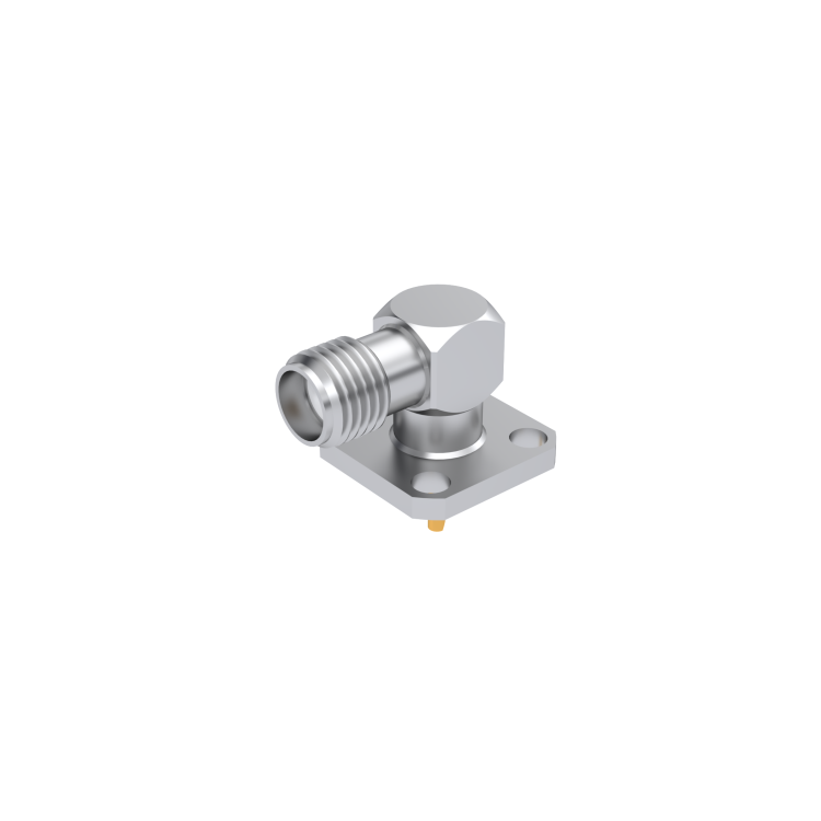 SMA / RIGHT ANGLE SQUARE FLANGE JACK RECEPT. WITH SOLDER POT CONTACT