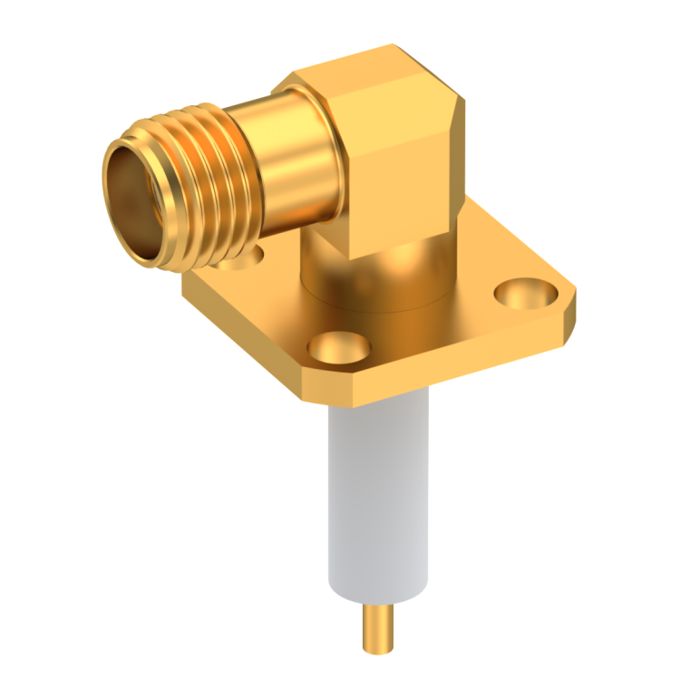 SMA / RIGHT ANGLE SQUARE FLANGE JACK RECEPT. WITH CYLINDRICAL CONTACT