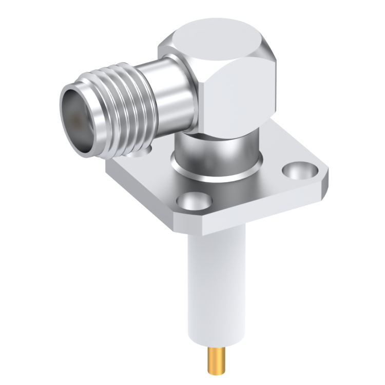SMA / RIGHT ANGLE SQUARE FLANGE JACK RECEPT. WITH CYLINDRICAL CONTACT