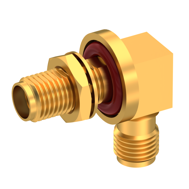 SMA / BULKHEAD RIGHT ANGLE F- FEMALE ADAPTER HERMETIC