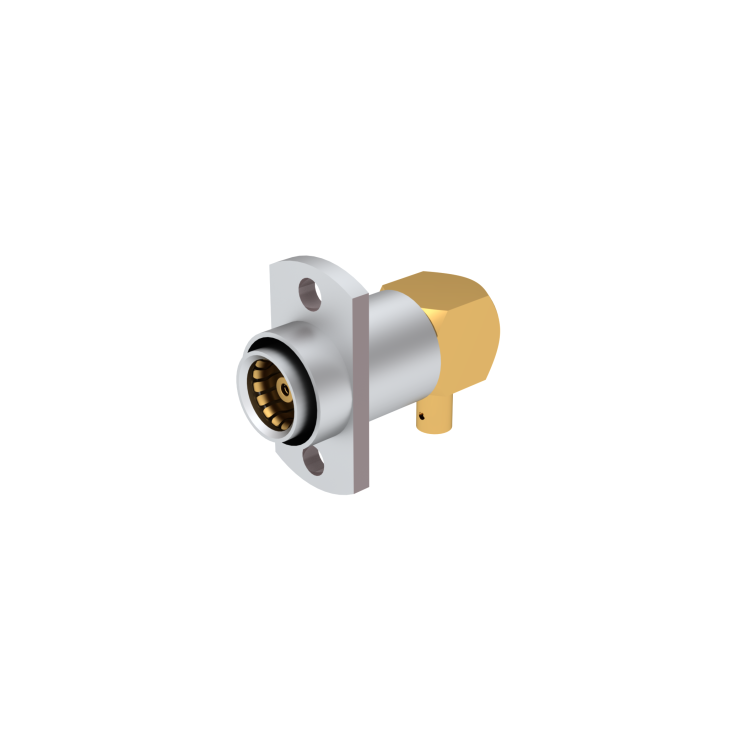 BMA / RIGHT ANGLE 2 HOLE FLANGE FLOATING JACK SOLDER TYPE - CABLE .085