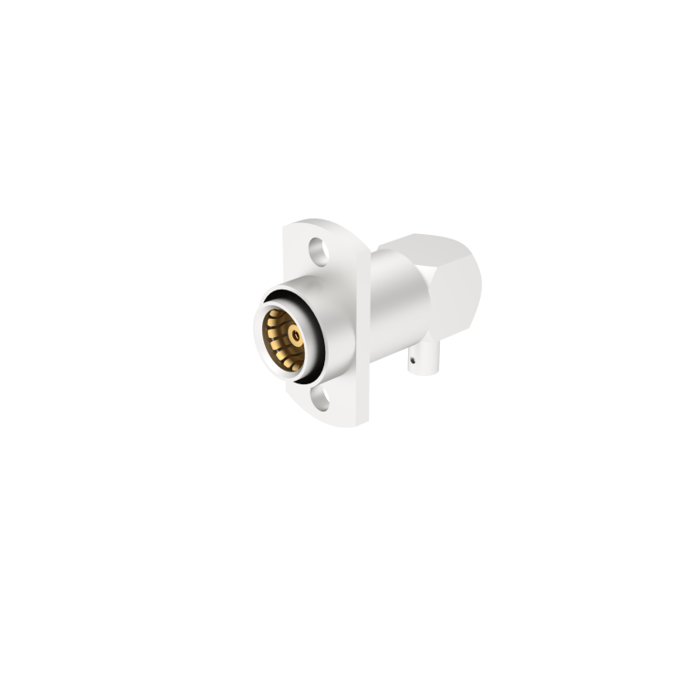 BMA / RIGHT ANGLE 2 HOLE FLANGE FLOATING JACK SOLDER TYPE - CABLE .085