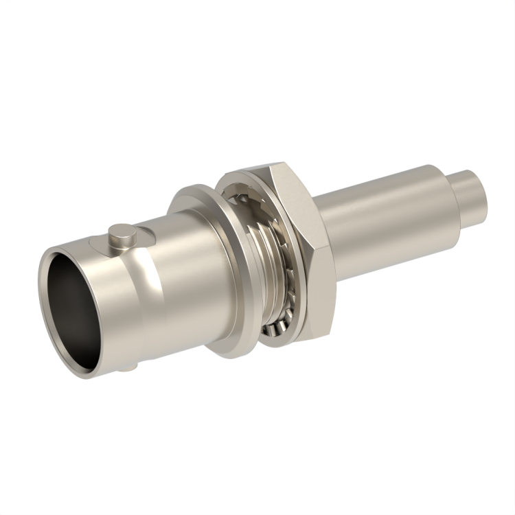 BNC / STRAIGHT BULKHEAD JACK FRONT MOUNT CRIMP TYPE - CABLE 2/50 D