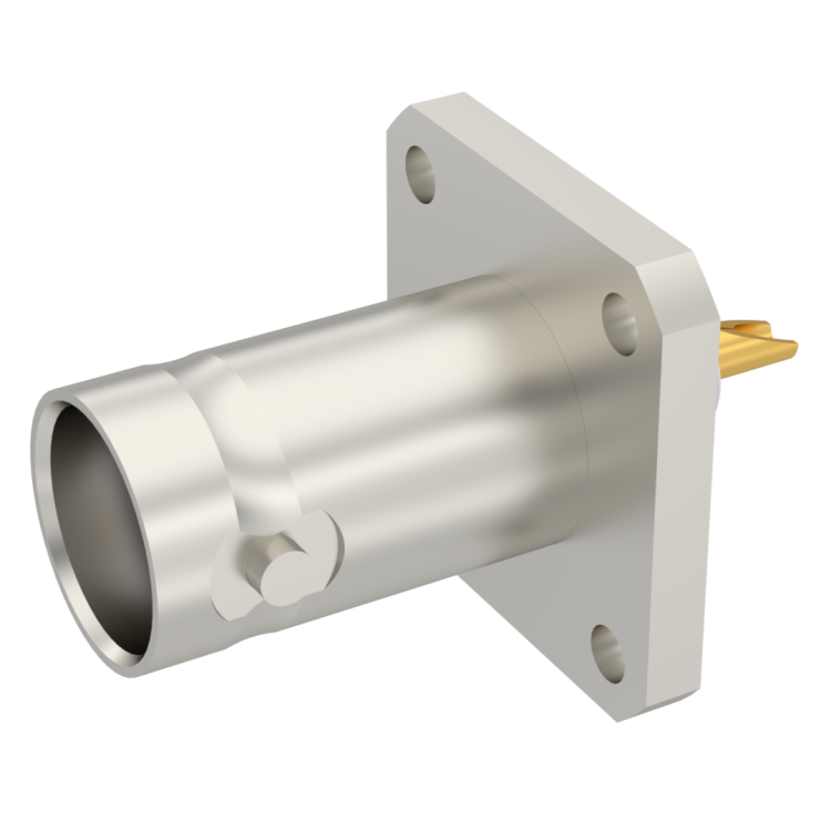 BNC / SQUARE FLANGE JACK RECEPTACLE WITH SOLDER POT CONTACT